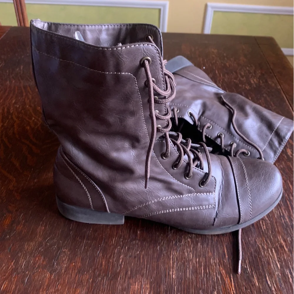 Brash lace up combat boots brown women's size 13 - Picture 3 of 9